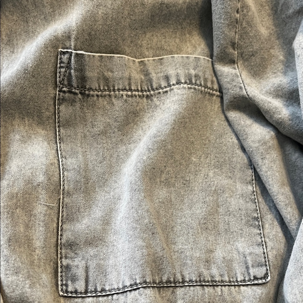 Jane and Delancey Gray Washed Heart-Embroidered Button-Up Blouse - Picture 7 of 8